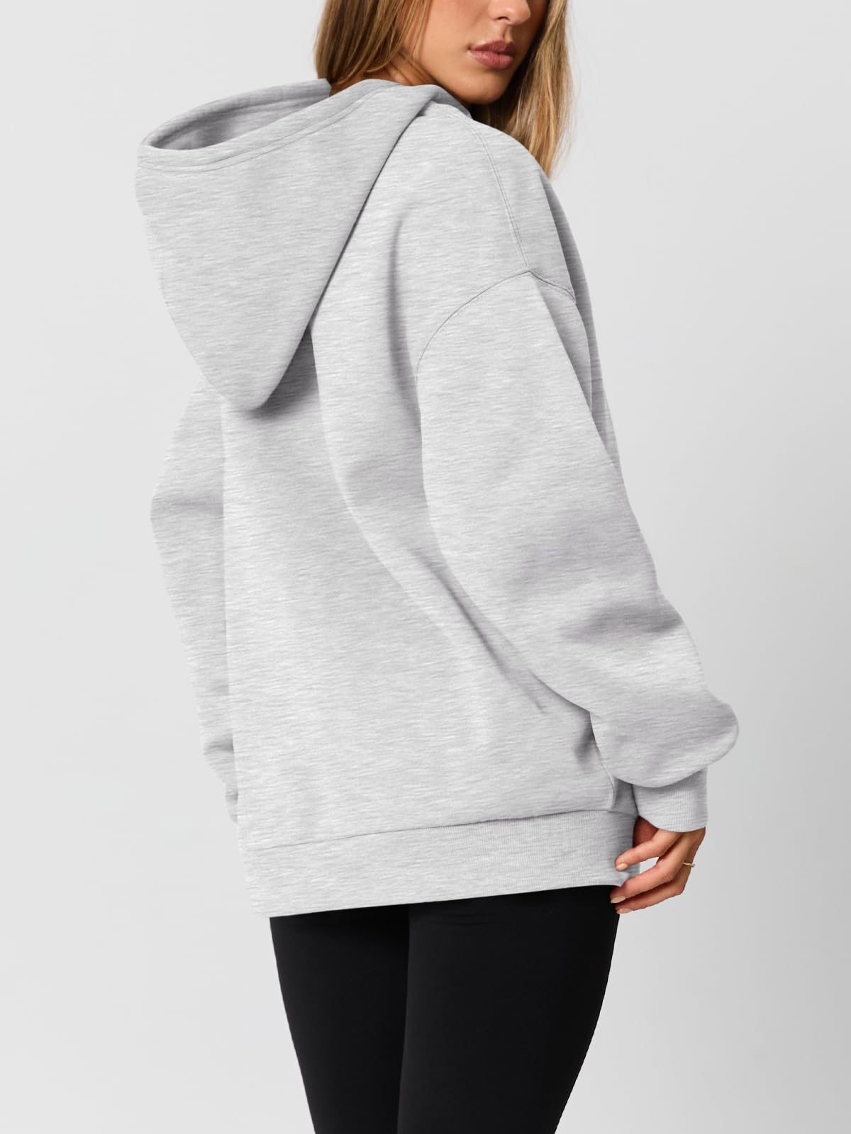 AUTOMET Womens Oversized Hoodies Fleece Trendy Sweatshirts 2026 Pullover Grey M