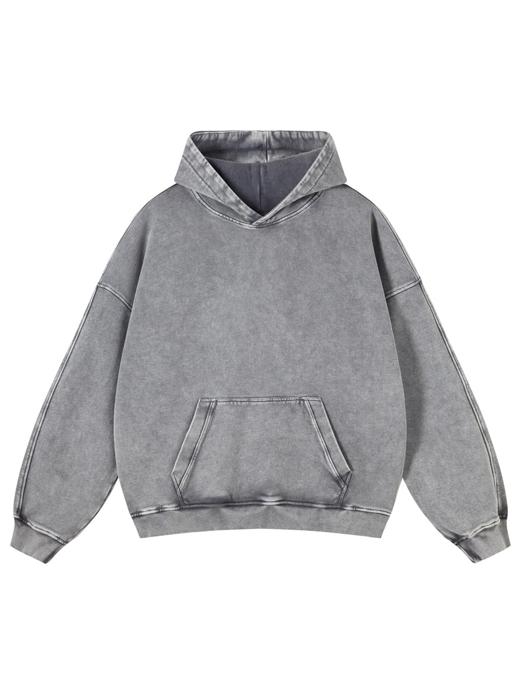 Adenorah Womens Y2K Cute Hoodies Mens Oversized Fall Acid Wash Blank Preppy Hoodies Pullover Heavyweight Designer Hooded Sweatshirt, Grey, Medium