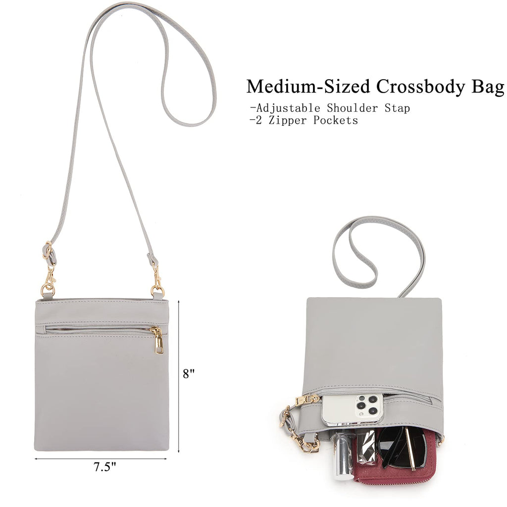 Large Crossbody Bags Ladies Shoulder Handbags Purse and Wallet Set for Women Hobo Purses Grey