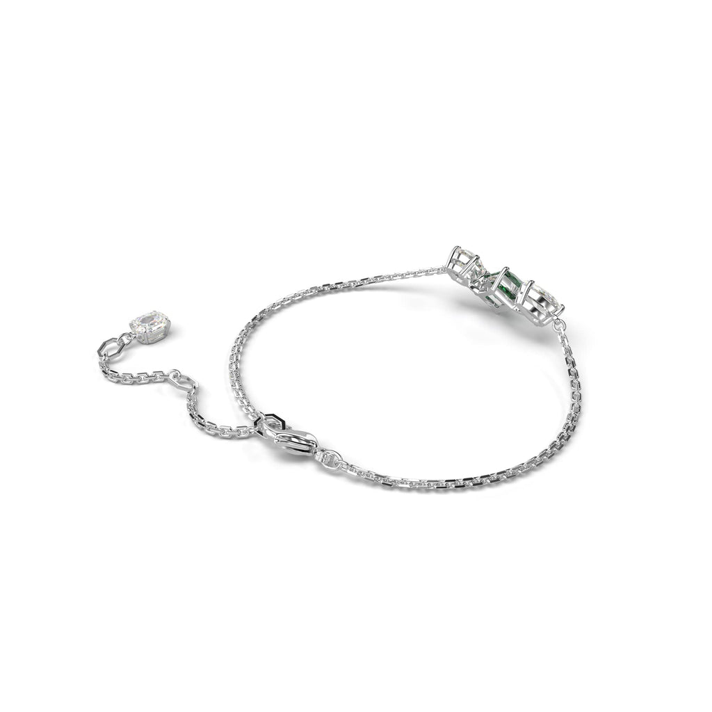 Swarovski Mesmera Bracelet, Green and Clear Mixed-Cut Stones on a Rhodium Finished Chain, Part of the Mesmera Collection
