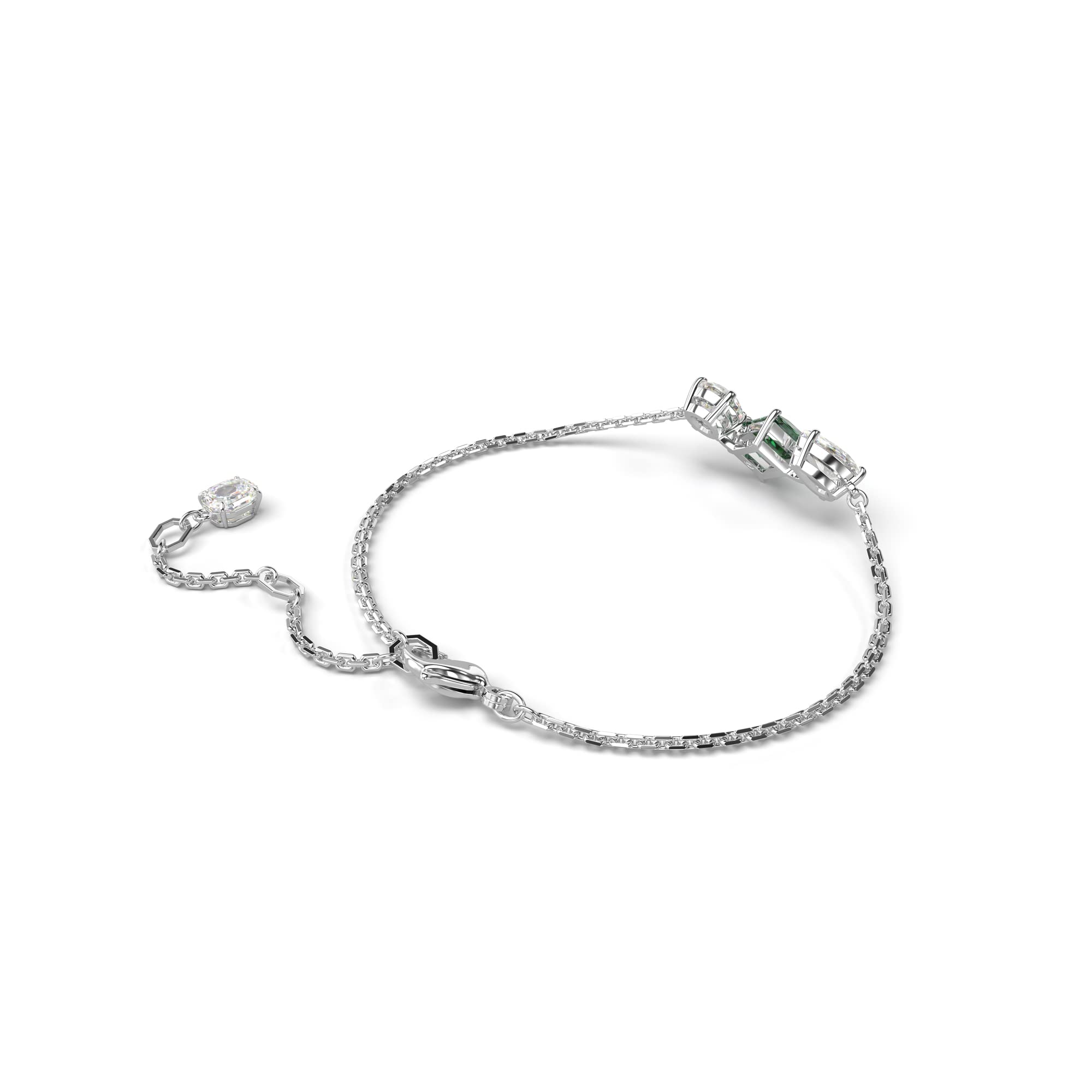 Swarovski Mesmera Bracelet, Green and Clear Mixed-Cut Stones on a Rhodium Finished Chain, Part of the Mesmera Collection