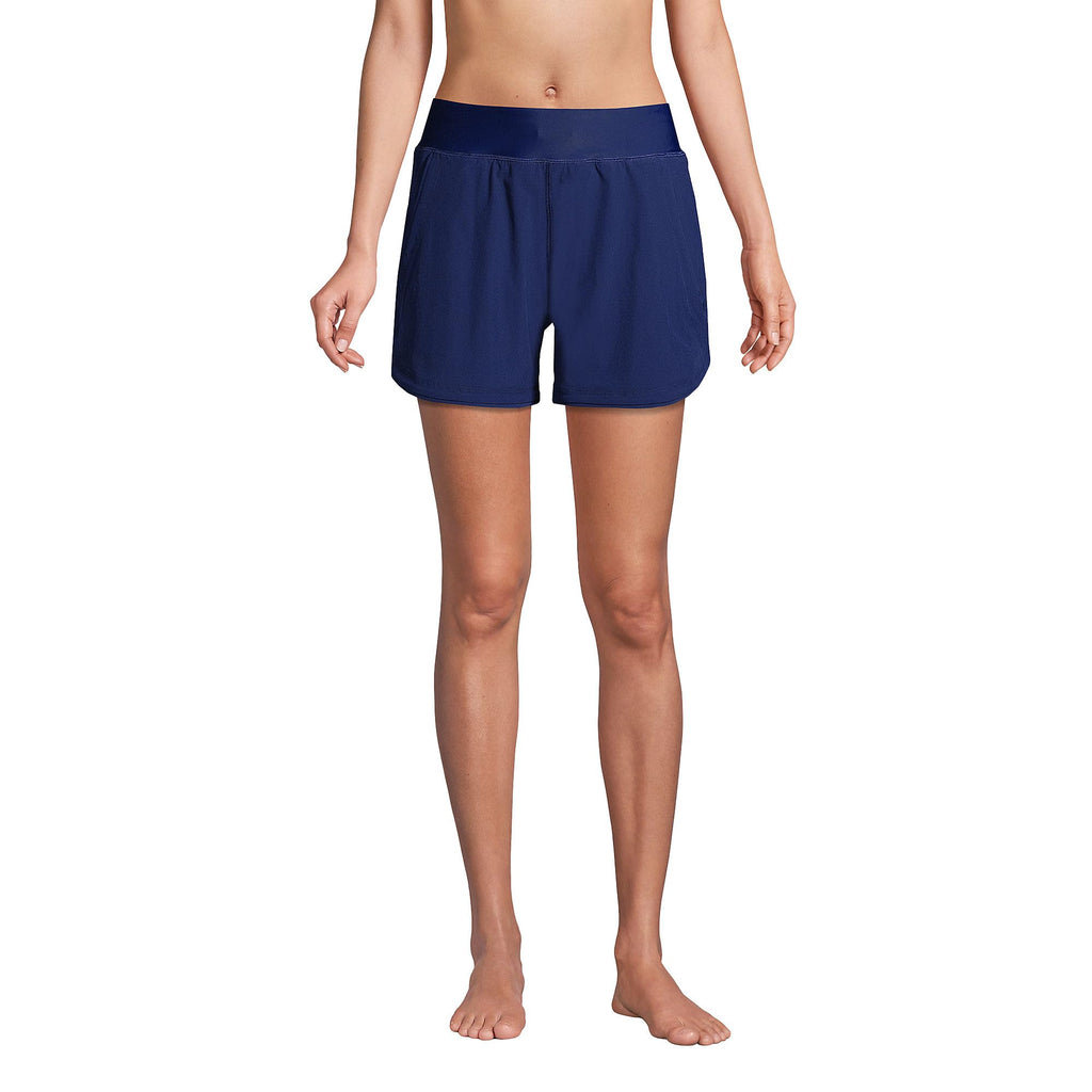 Lands' End Womens Comfort Waist Curvy 5in Swim Short Panty Deep Sea Navy Regular 2