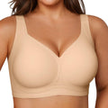 Vertvie Jelly Bras for Women Plus Size Minimizer Soft Wireless Push Up Bra Full Supportive Older Lift Back Coverage Bralette(Skin,38DD)