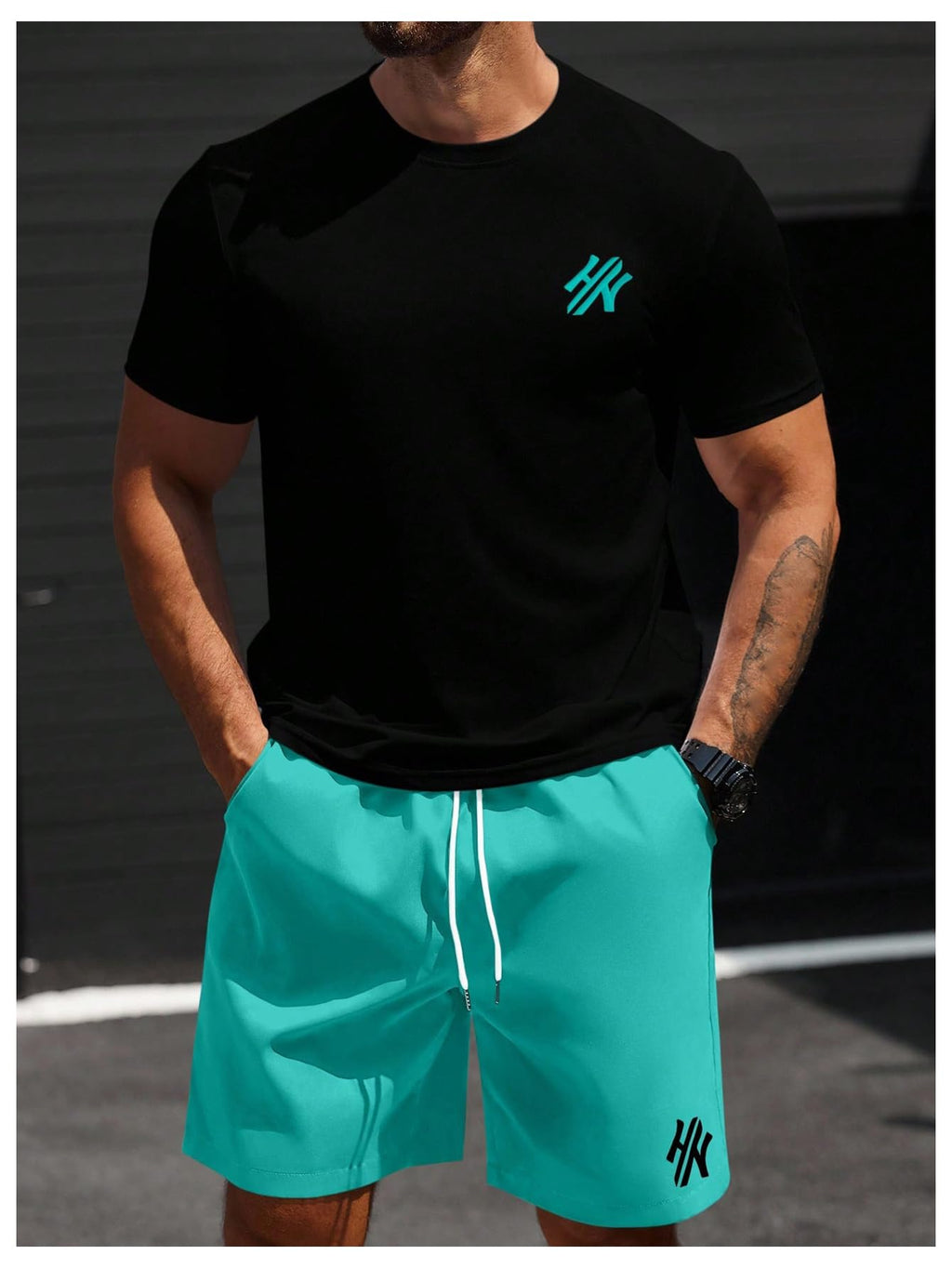 WDIRARA Men's Big and Tall 2 Piece Outfits Letter Camo Print Short Sleeve Tracksuit Track Shorts Set Green and Black XX-Large Plus