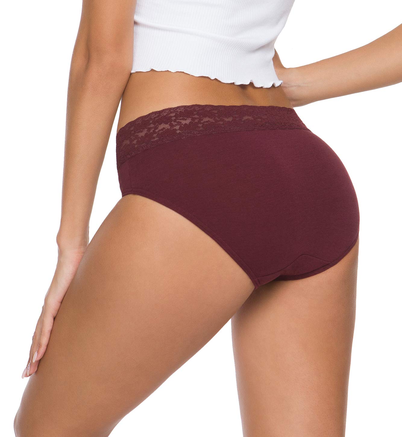 Wealurre Cotton Panties for Women Bikini Underwear Hipster Underpants Lace Briefs Pack(DarkSeries,M)