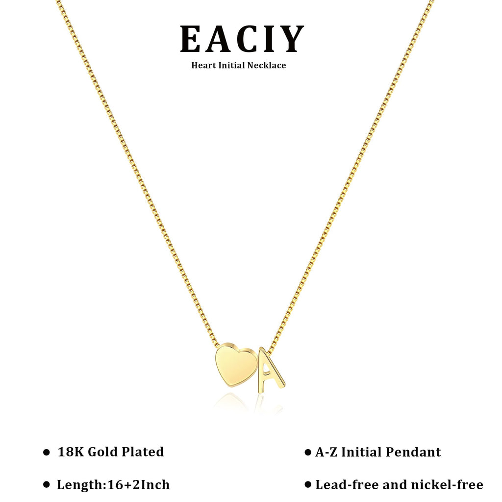 Eaciy Heart Initial Necklace for Women Jewelry, 18K Gold Plated Heart Initial P Necklace Dainty Heart Necklaces Tiny Initial Necklaces for Women Gold Jewelry Gifts