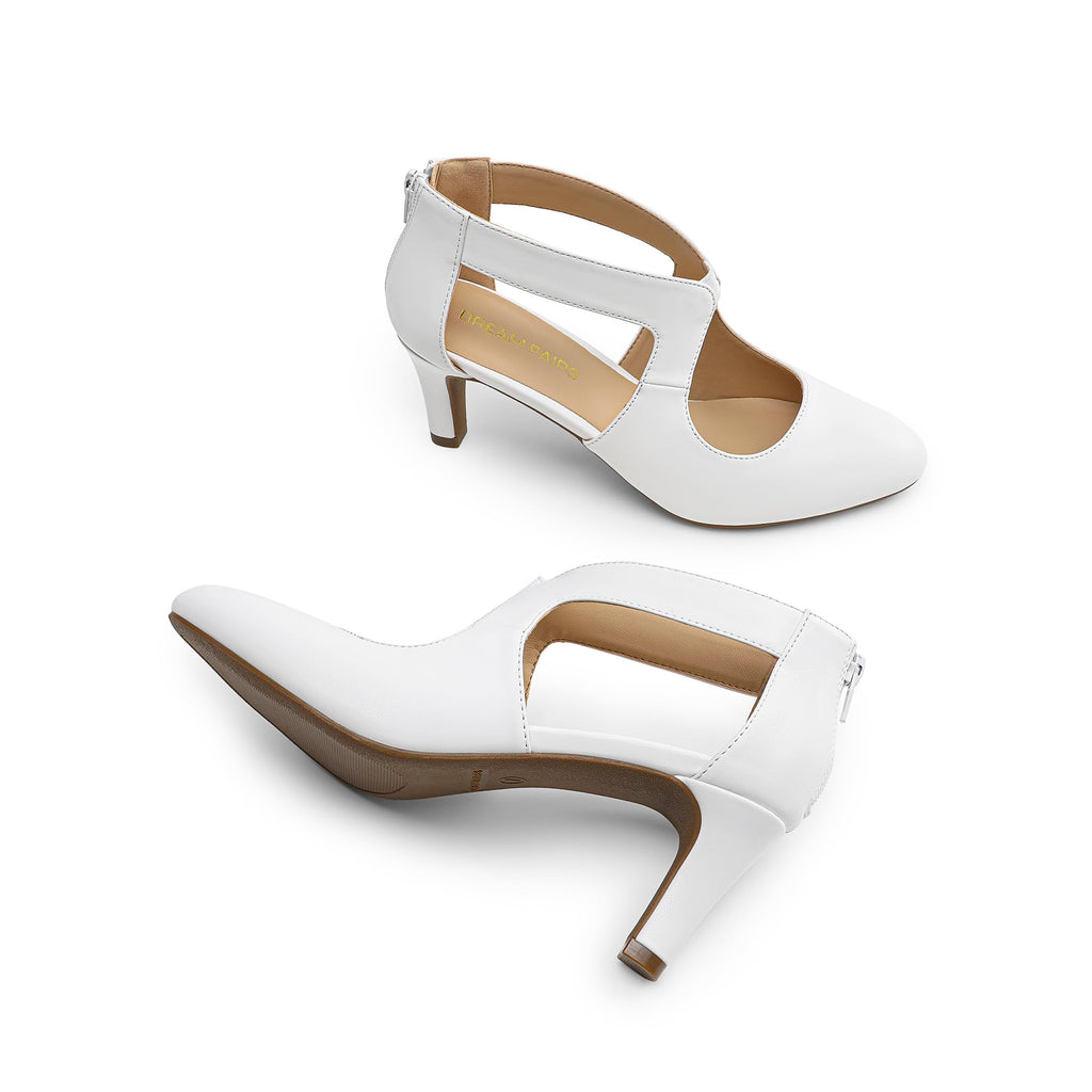 DREAM PAIRS Women's Pumps Closed Pointed Toe Kitten Heels Elegant Party Wedding Dress Shoes for Women,Size 9,White,DWUMPU2501