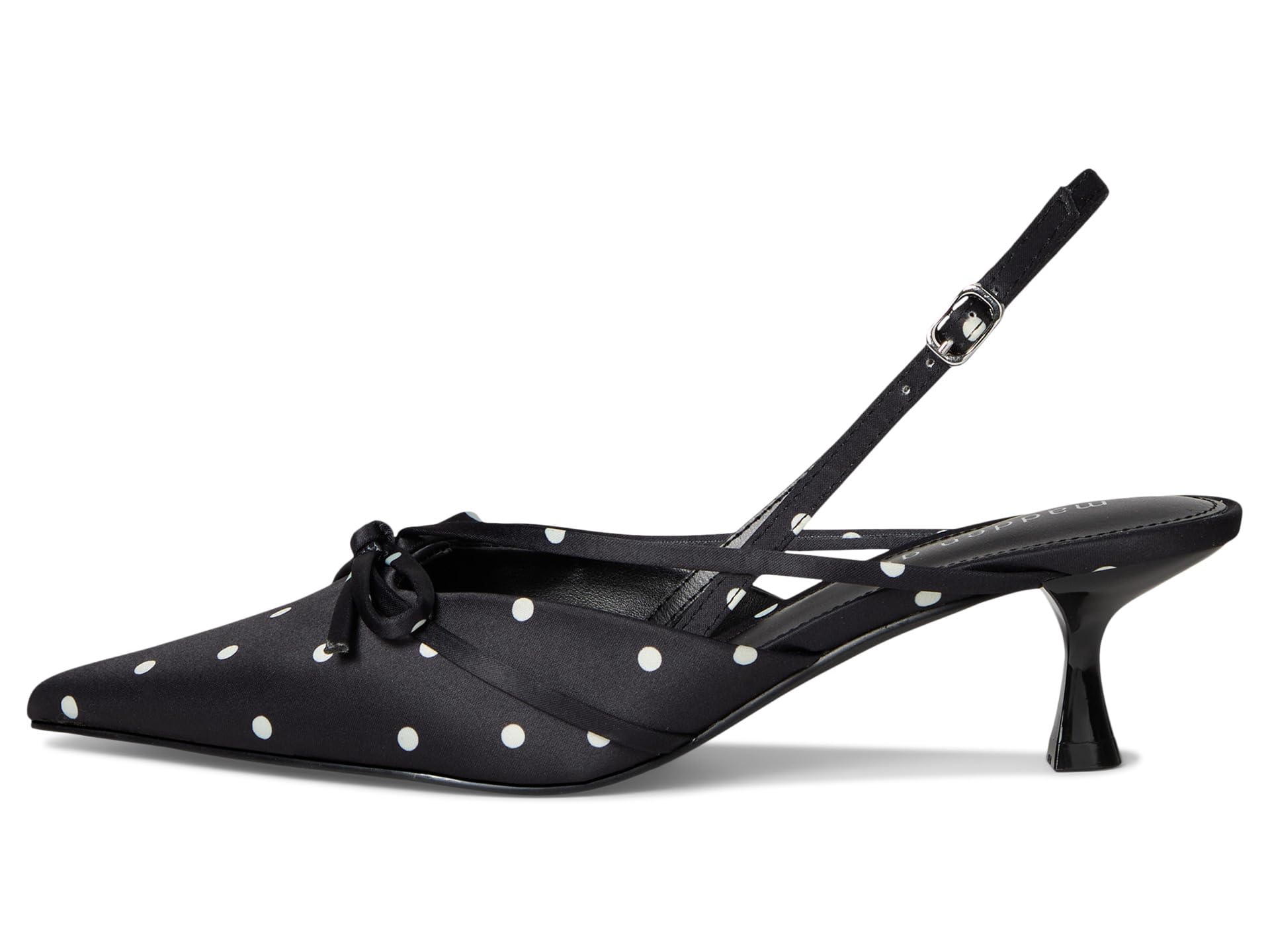 Madden Girl Women's Viixen Sling-Back Kitten Heel, Black Polka Dot, 7.5