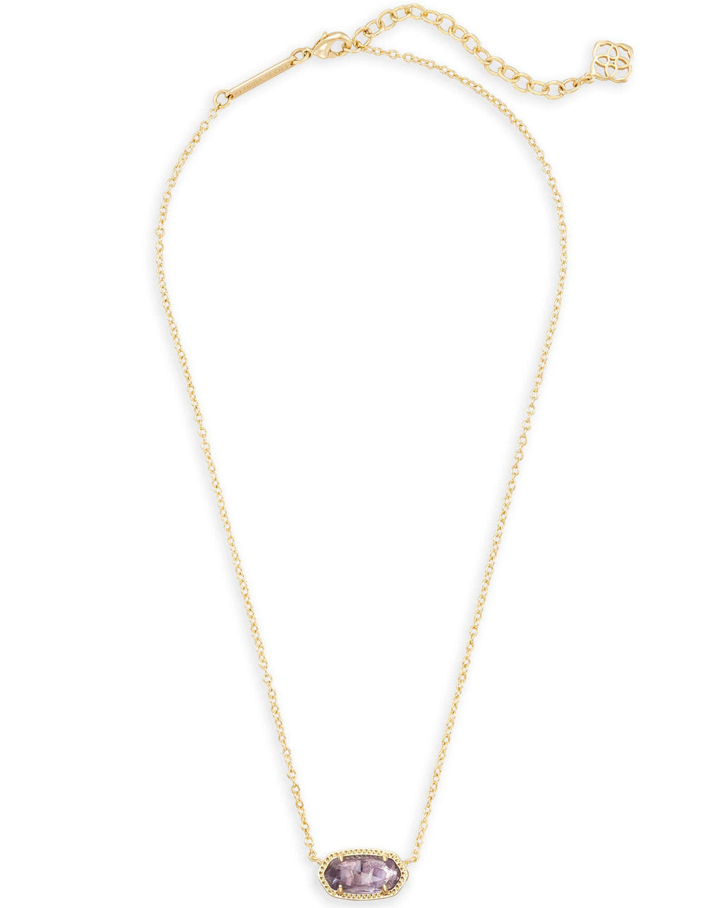 Kendra Scott Elisa Short Pendant Necklace for Women, Dainty Fashion Jewelry, 14k Gold-Plated, Amethyst