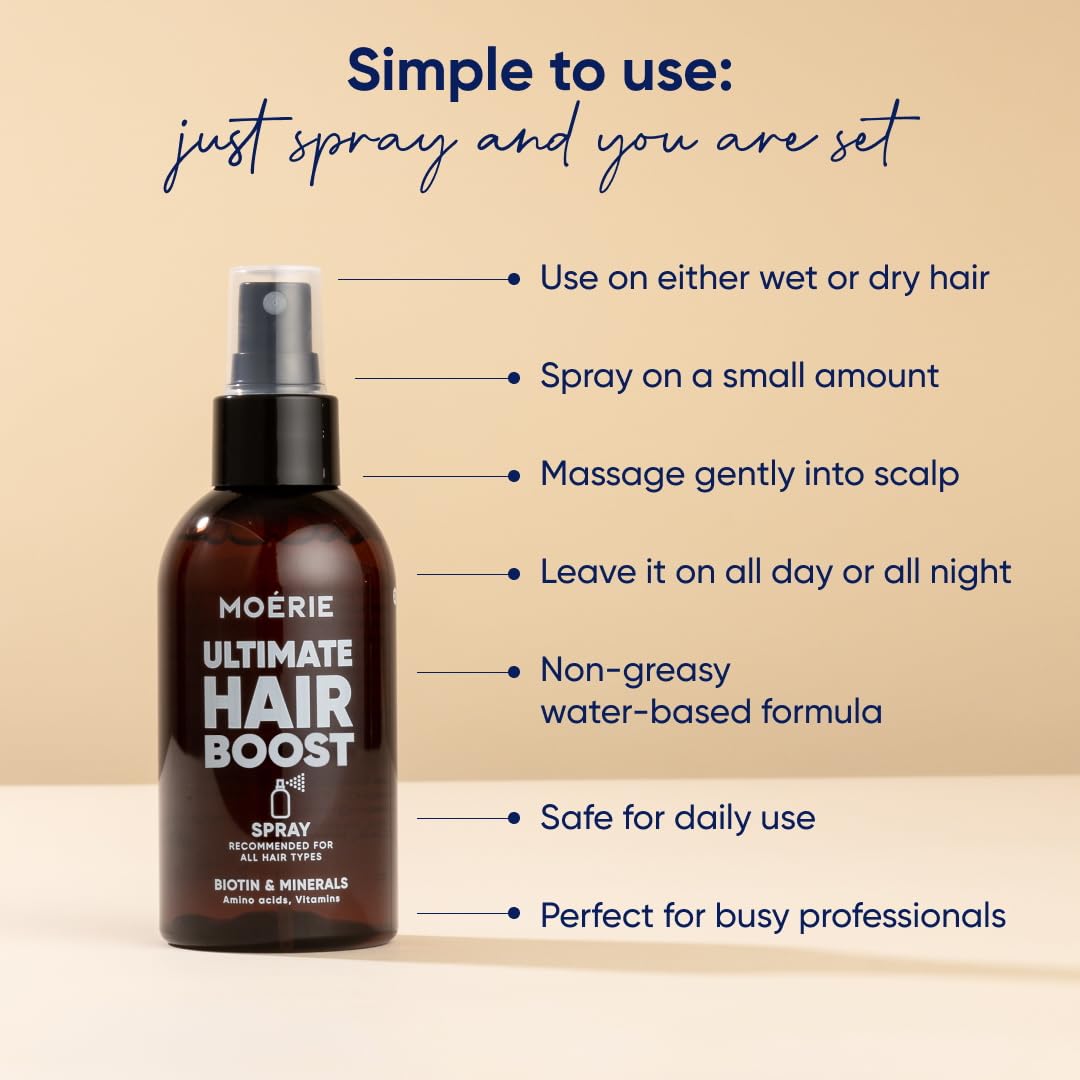 Moerie Hair Growth Spray for Men and Women, Hair Loss Solution with Biotin and Rosemary, Thickening Serum for Hair Regrowth and Thinning Hair - Ultimate Scalp and Growth Care