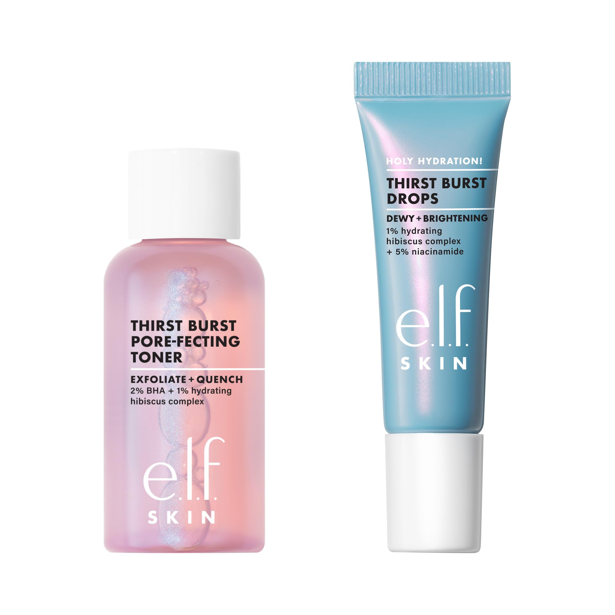 e.l.f. SKIN Thirst Burst Dew-O, Travel-Sized Skincare Set, Exfoliating Facial Toner & Hydrating Serum Drops, Gives Skin A Dewy, Bouncy Glow, Vegan & Cruelty-Free