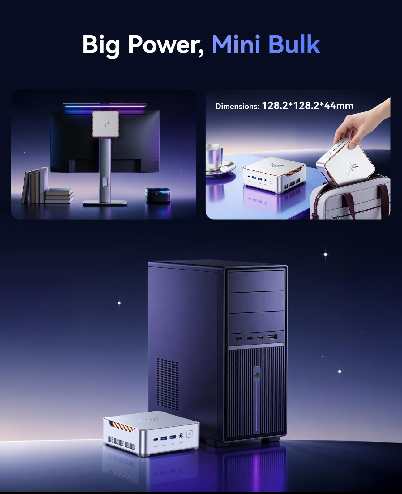 KAMRUI Hyper H2 Mini PC with Intel Core 14450HX (10C/16T, up to 4.8GHz), 16GB RAM 512GB NVMe SSD, Triple 4K, HDMI, DP, USB-C, Ethernet, Mini Desktop Computer for Office, Business, Gaming