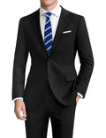 Pacific Perfect Mens Suits Regular Fit Slim Fit 2 Piece XS Black Tuxedo Classic Fit with Stretch Fabric Mens Suit for Business, Wedding, Prom, Party (Regular, 36R)