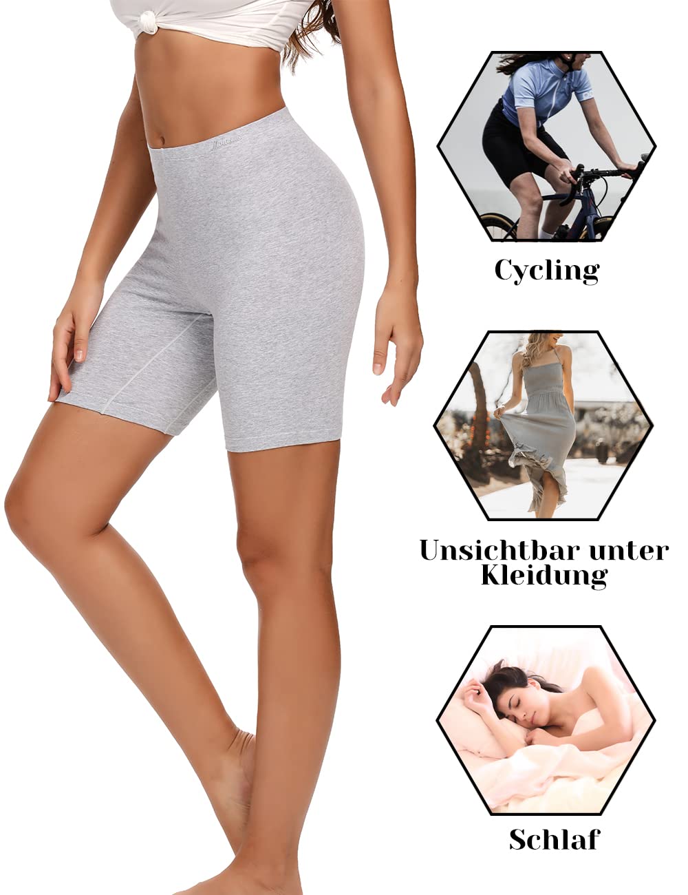 Molasus Womens Boxer briefs Cotton Boy Shorts Underwear Anti Chafing Bike Short Long Leg Under Shorts Multicolor 4 Pack Size 9