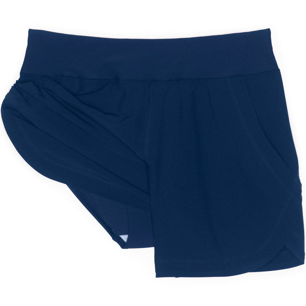 Lands' End Womens Sunshade UPF 50 5 Inch Board Shorts with Panty Deep Sea Navy Petite 0