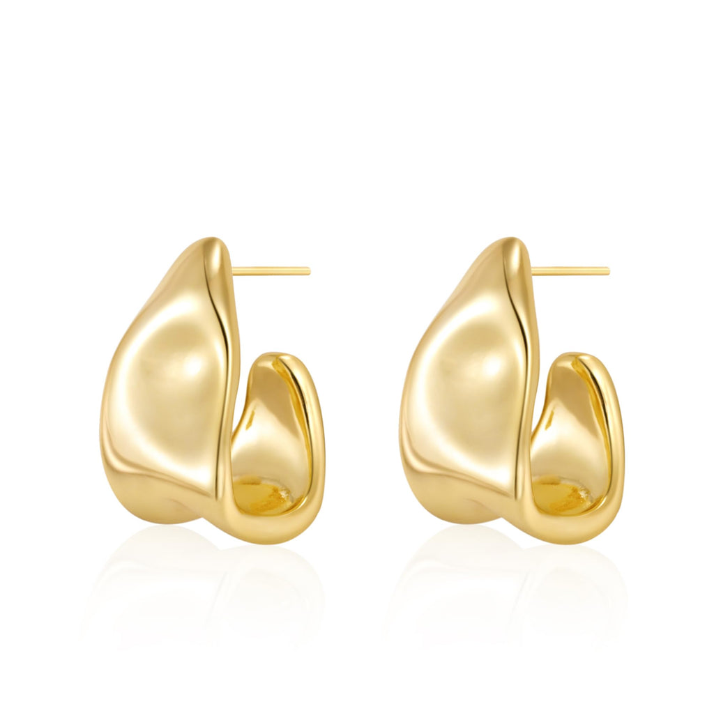 Amicon Gold Earrings for Women,14k Gold Plated Chunky Stud Earrings Statement, Cute Hypoallergenic Trendy Jewelry Gifts, Square-GD