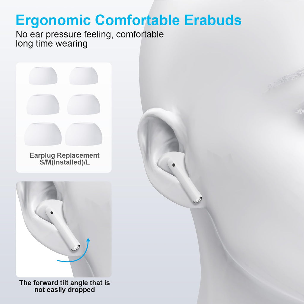 Wireless Earbuds for iPhone, 5.3 Bluetooth Headphones for Apple Earbuds Wireless, ENC Noise Cancelling 40Hrs Playback in Ear Air Buds Pods HiFi Bass for iPhone 17 16 15/iPad/PC/Laptop/Switch/White