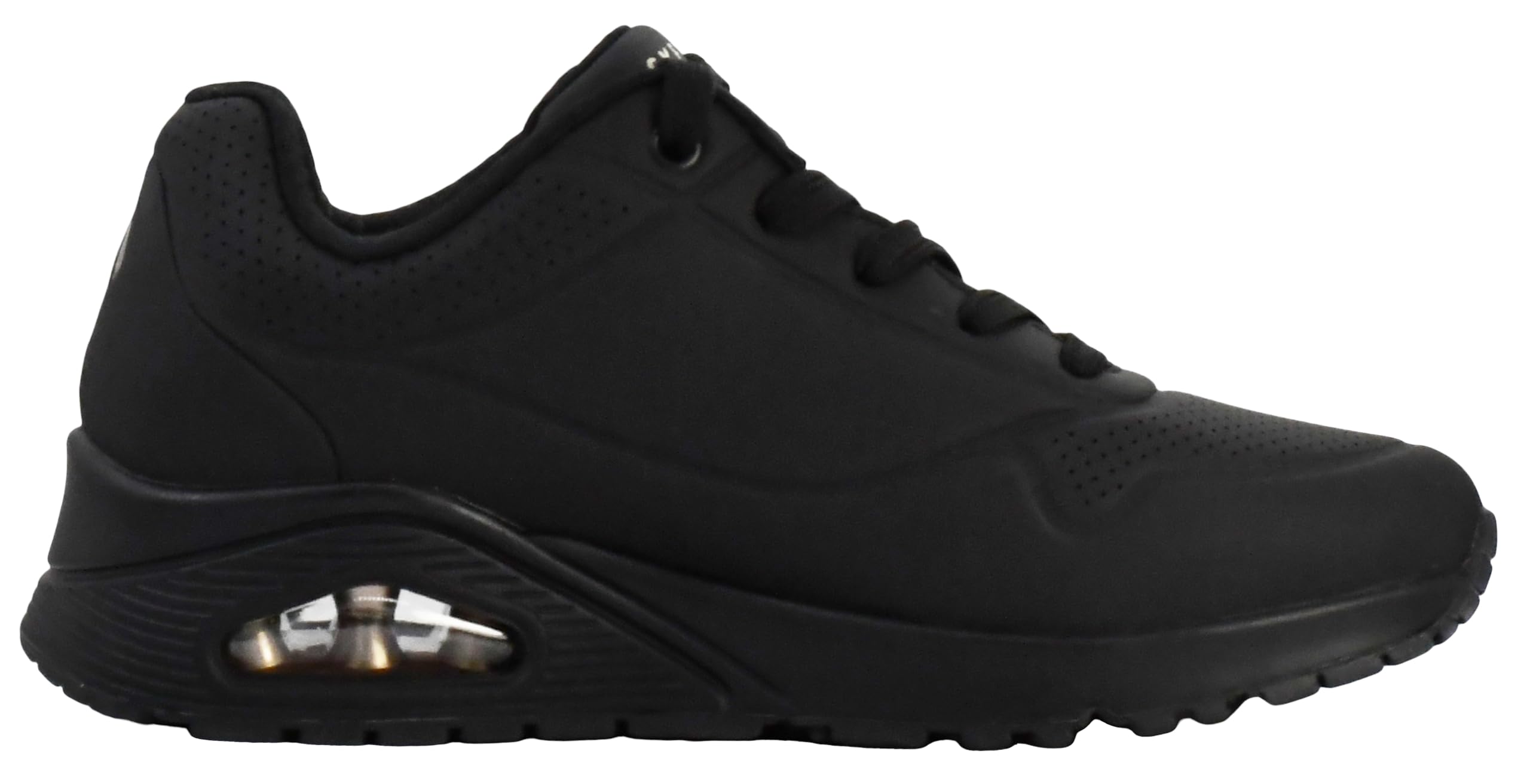 Skechers Women's Uno - Stand On Air Sneaker, Black/Black, 10 Wide
