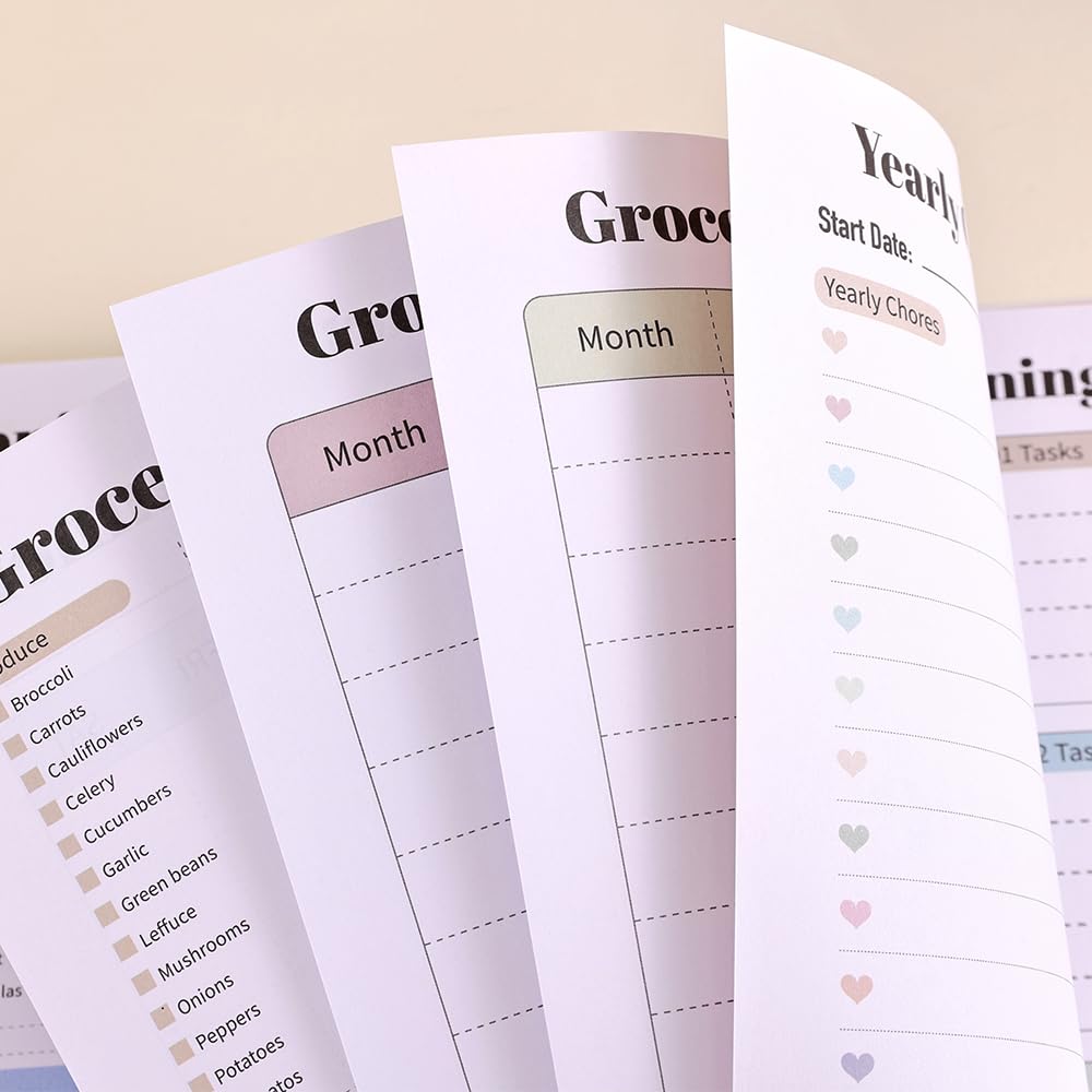 icceemee All-in-One Family planner Organizer & Home Management Binder: Calendar Scheduling, Finance Budget, Meal Planning & Grocery Lists, Cleaning Schedule, Activities & Health Tracker,For Busy Moms & Households