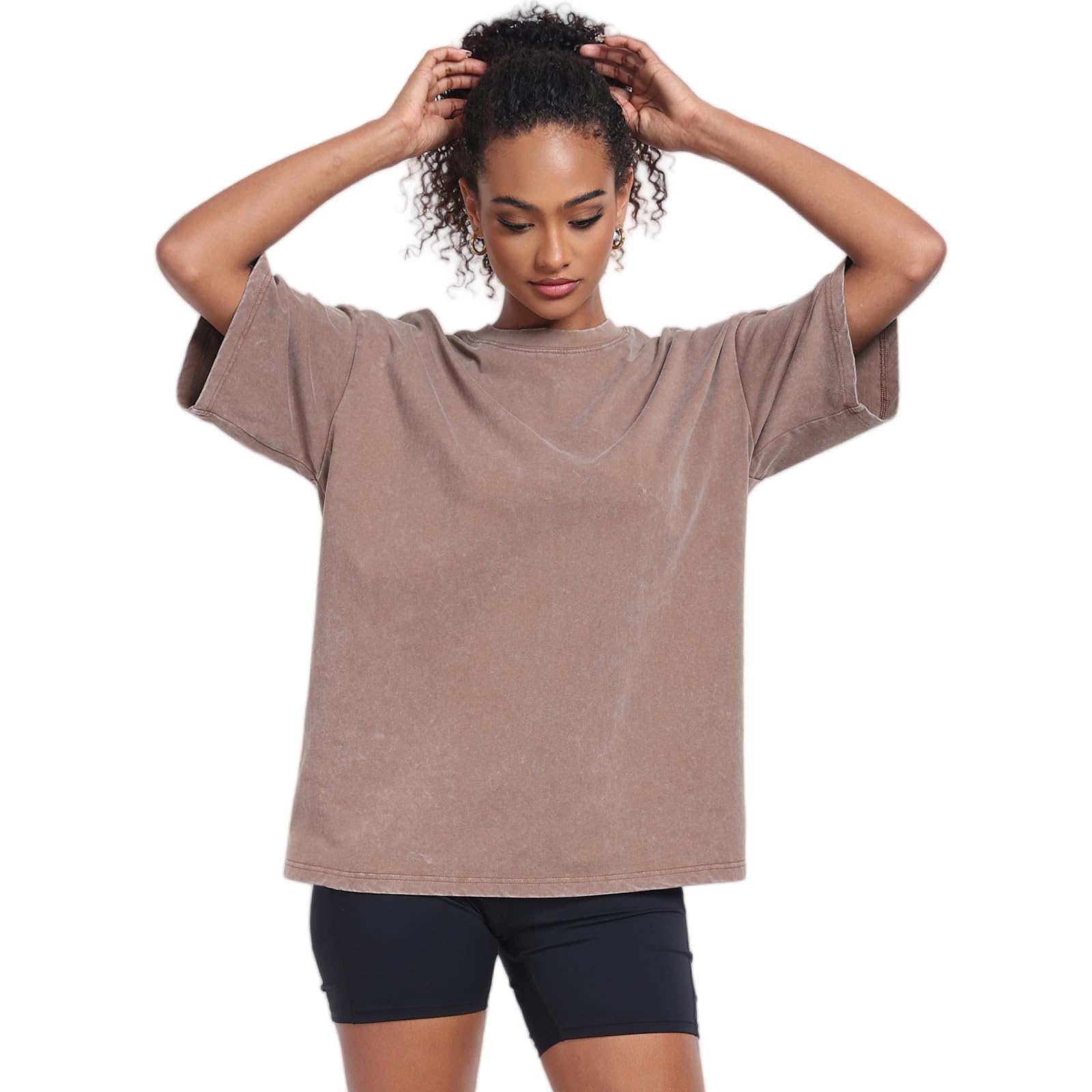 3 Pack Womens Washed Vintage Oversized T-Shirt Baggy Workout Tops Short Sleeve Cotton Tshirts Streetwear Boyfriend Tee(W-BGCFGY,s)