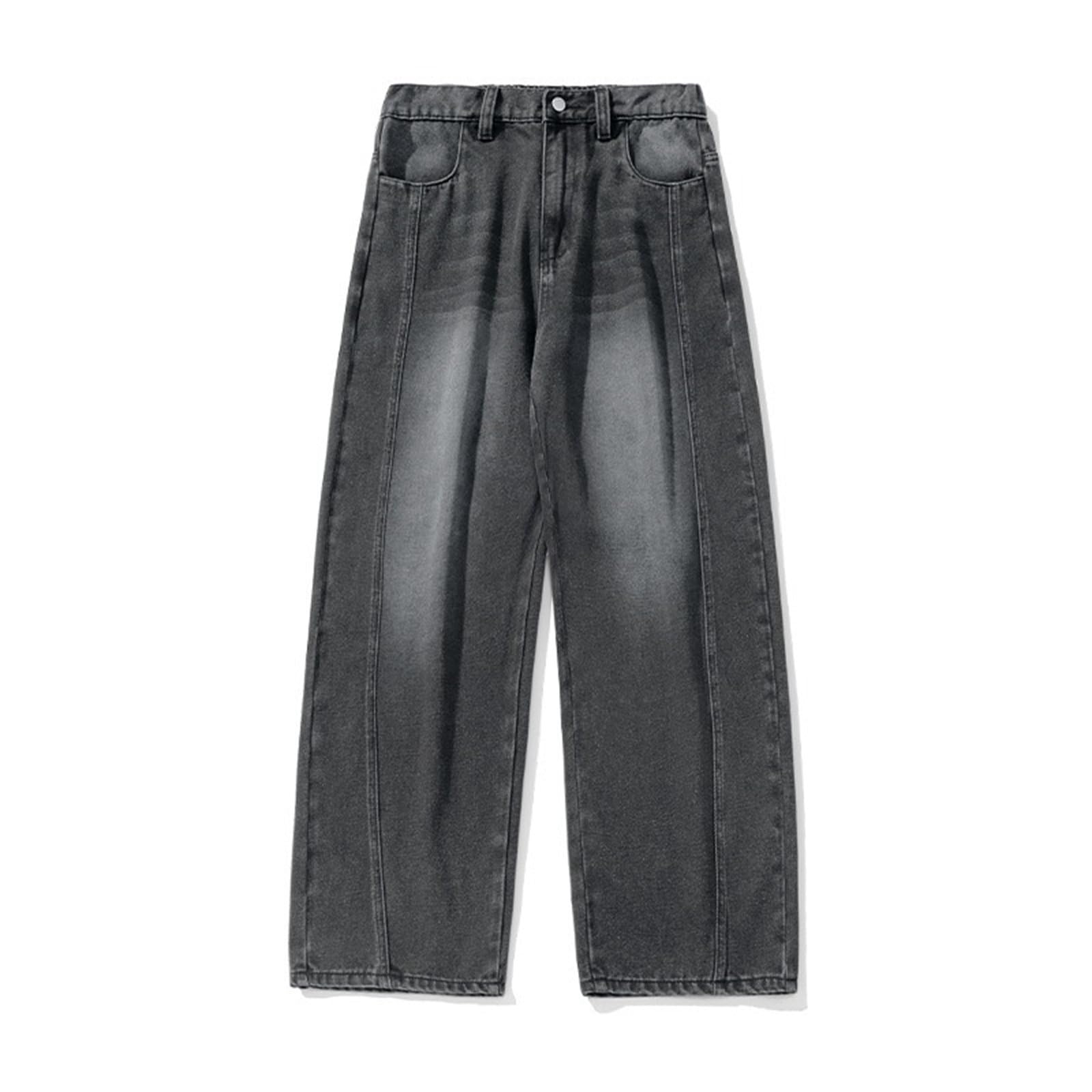 qcdyrxf Jeans for Men Baggy Y2k Wide Leg Jeans Loose Fit Denim Streetwear Hip Hop Jean