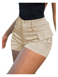 WDIRARA Women's High Waist Button Streetwear Cargo Shorts with Pockets Apricot Medium