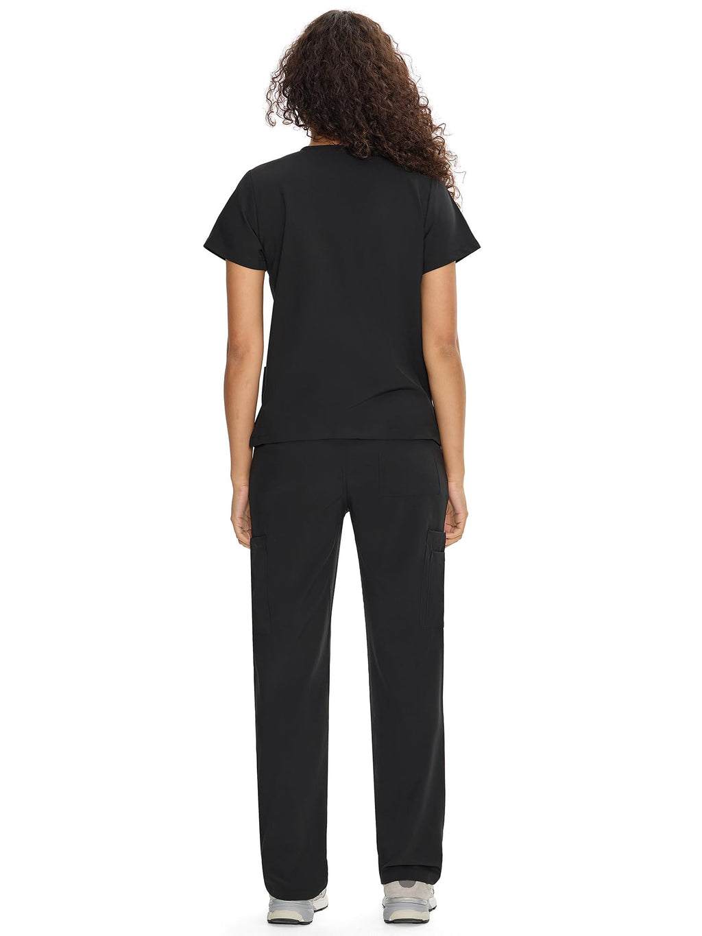 COZYFIT Scrubs for Women Set Medical Uniform - V-Neck Top & Straight Leg Pants with 9 Pockets, Unisex Workwear COZY SCRUBS, Black, M
