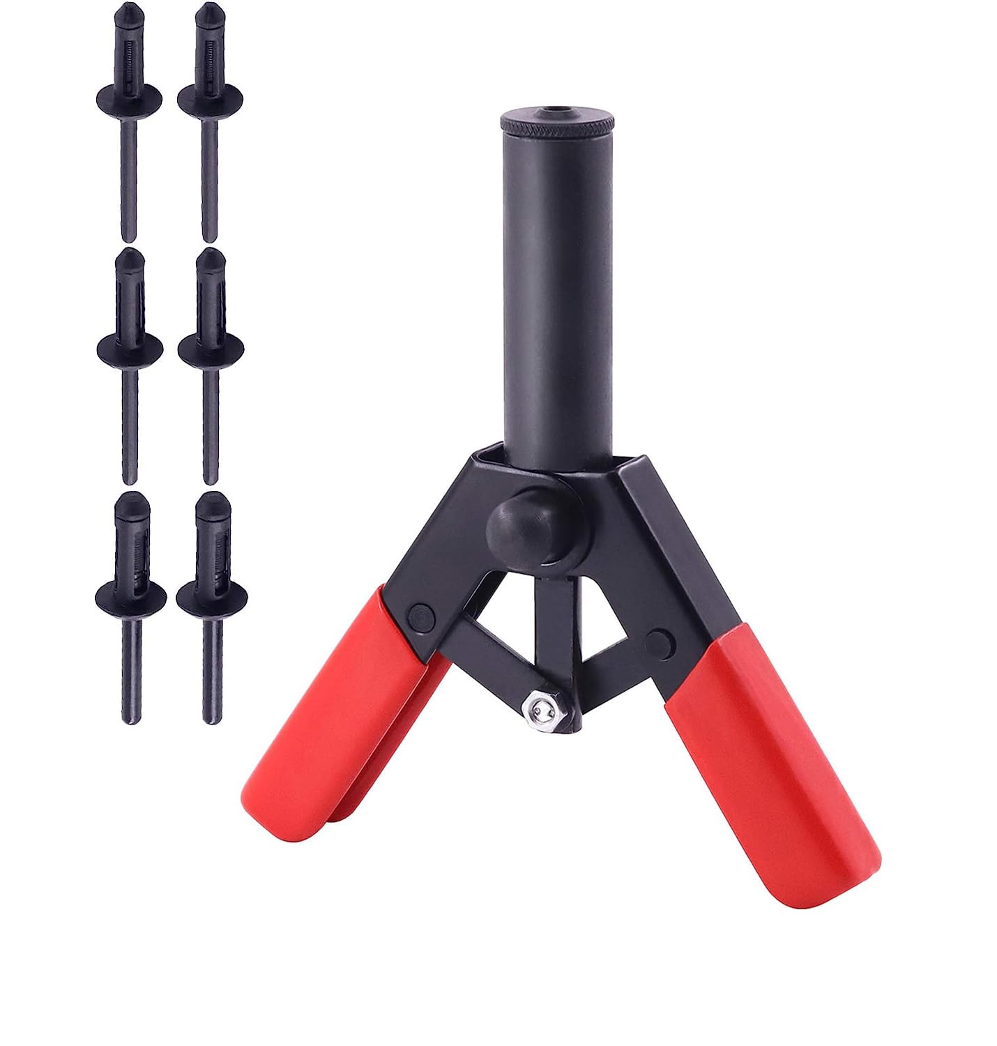 Mejiao Rivet Gun Set with 3 Sizes Nylon Blind Rivets, 30 Pieces, Hand Riveter Suitable for Automotive and More