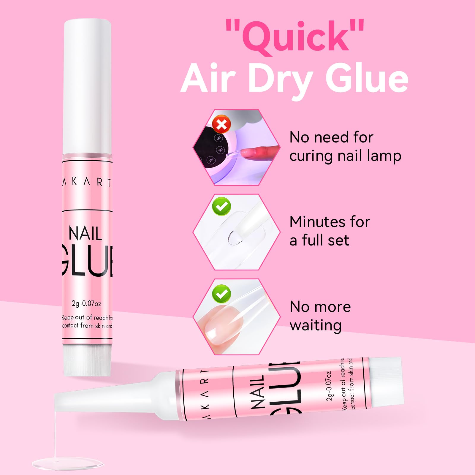 Makartt Super Strong Nail Glue for Press On Nails- Acrylic Nails Nail Tips Glue for Stick On Nails Long Lasting for Fake Nails Broken Nails Repair Professional Nail Adhesive 0.07oz 5Pcs, Hema Free