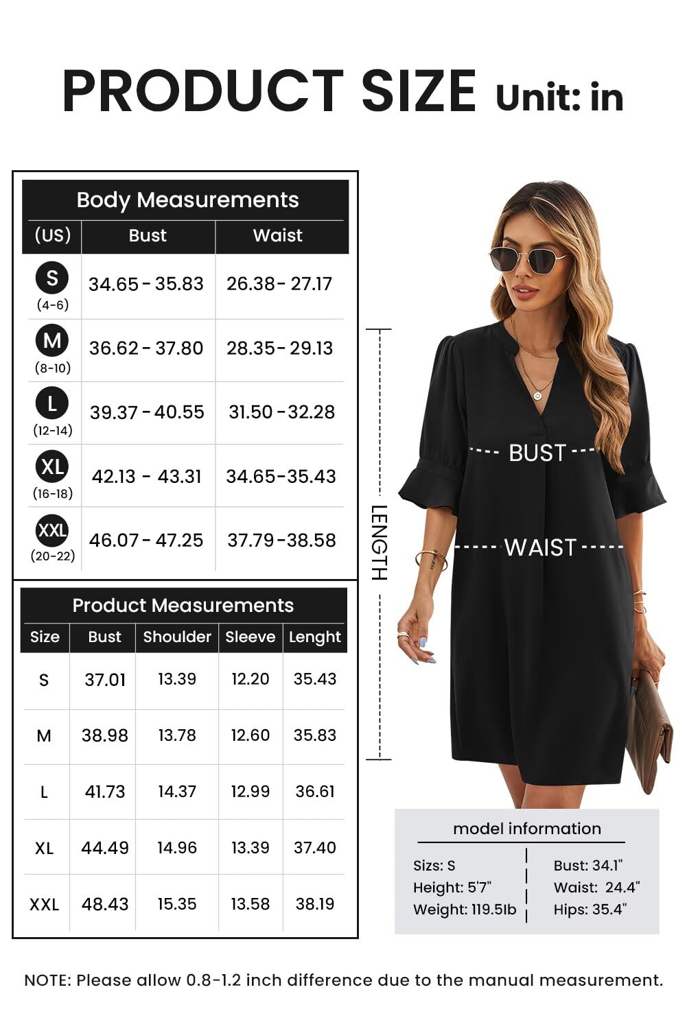 QACOHU Women's V-Neck Short Sleeve Summer Mini Dress Breathable Soft Tunic Dress Brown L