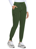 COZYFIT Womens Scrub Pants - Soft Stretch Yoga Style with 5 Pockets, Slim Fit Jogger Scrubs Pants for Women Army Green