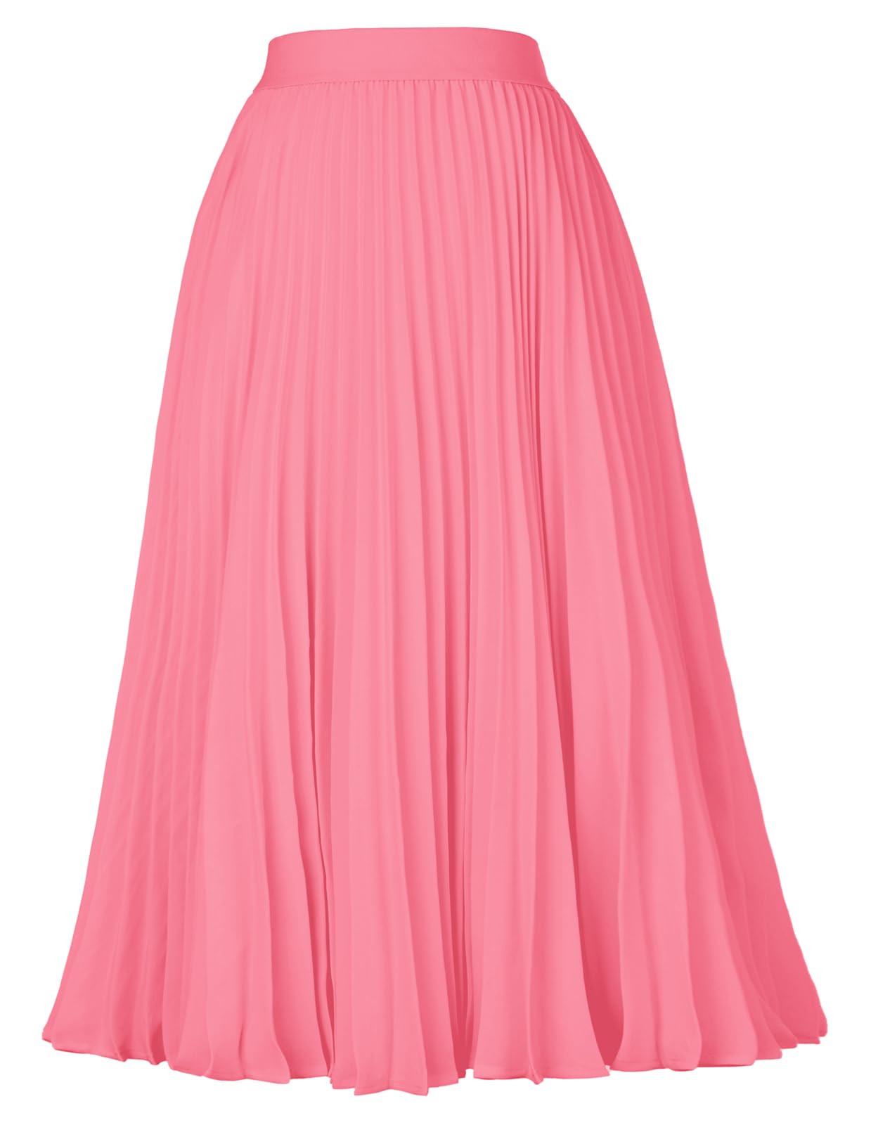 GRACE KARIN Womens High Elastic Waist Maxi Skirt A-line Flare Long Skirt Plus Size Pastel Pink XXL