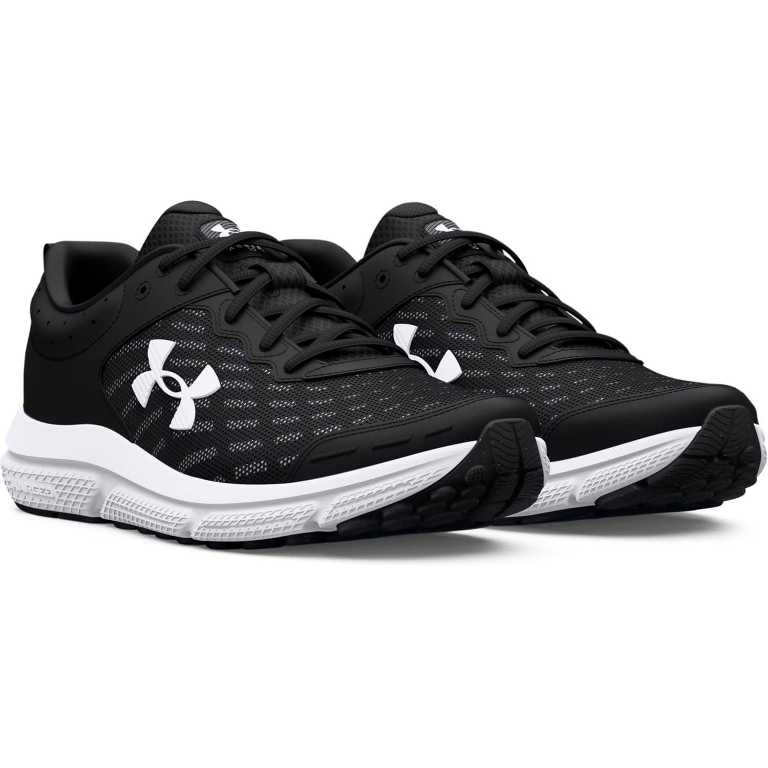 Under Armour Men's Charged Assert 10 Shoes, (001) Black/Black/White, 10.5