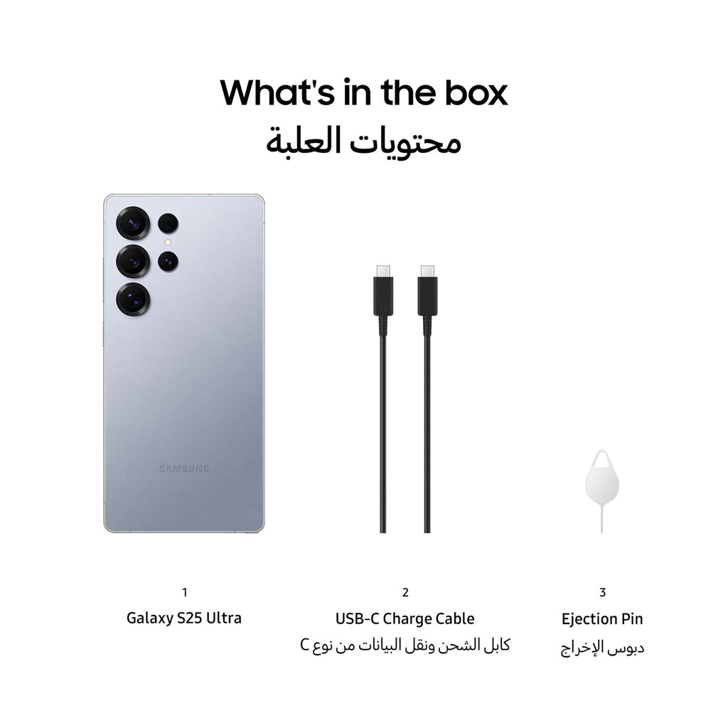 Samsung Galaxy S25 Ultra 5G SM-S938B/DS 256GB 12GB Dual SIM Factory Unlocked GSM Smartphone, 6.9" 120Hz AMOLED Display, 200MP Camera - International Version (Titanium Silver Blue)