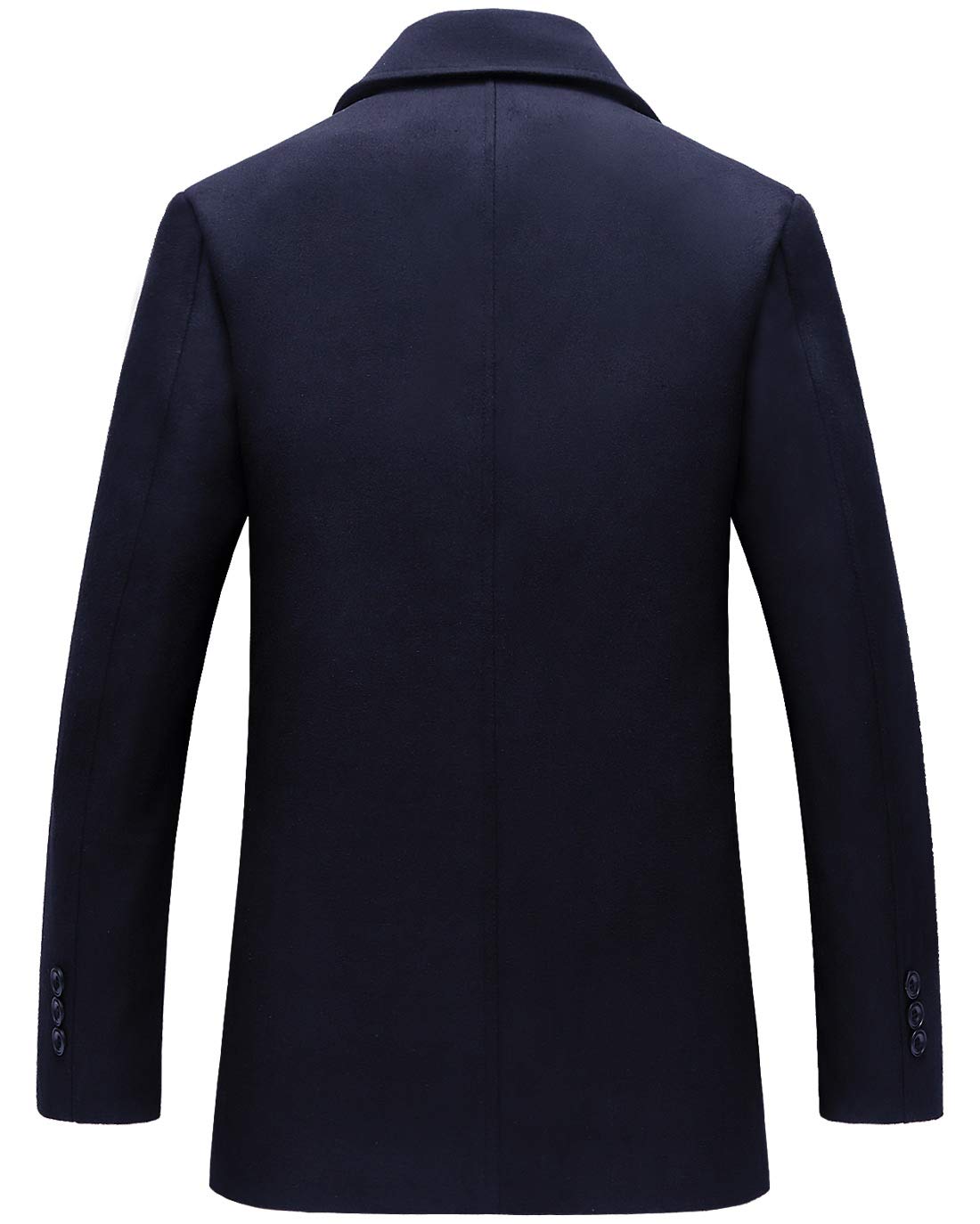 chouyatou Men's Classic Notched Collar Double Breasted Wool Blend Pea Coat (Medium, Dark Blue)