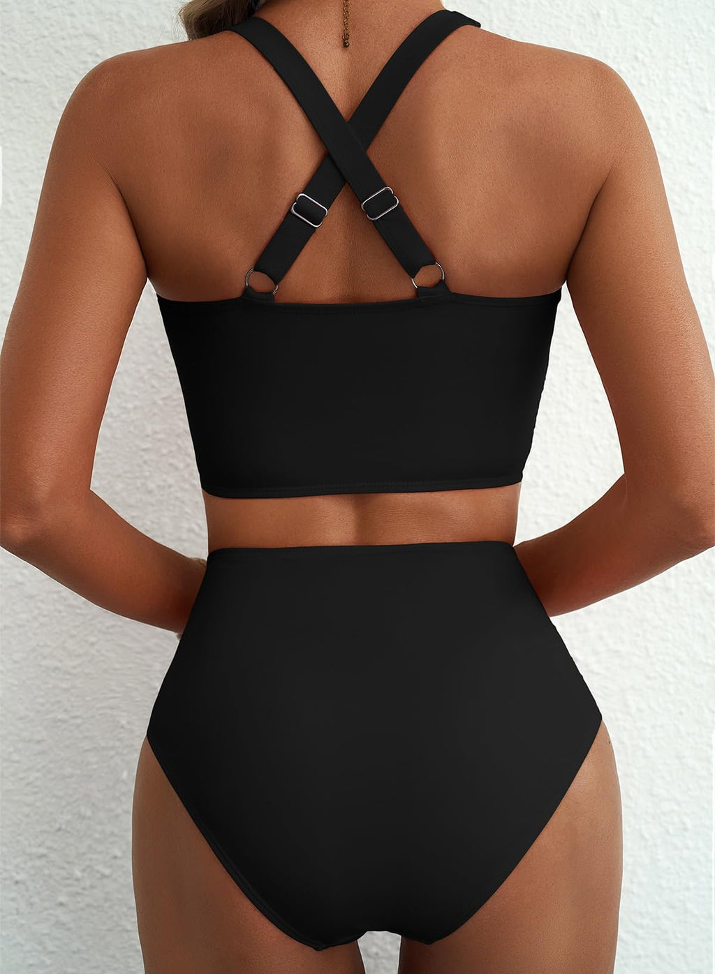 Herseas Womens Bikini Sets Lily Print Twist Front Top Supportive Two Piece Swim Suit High Elasticity Tummy Control Breathable Bathing Suits Sexy Black Beach Swim Wear Black Red Floral Medium