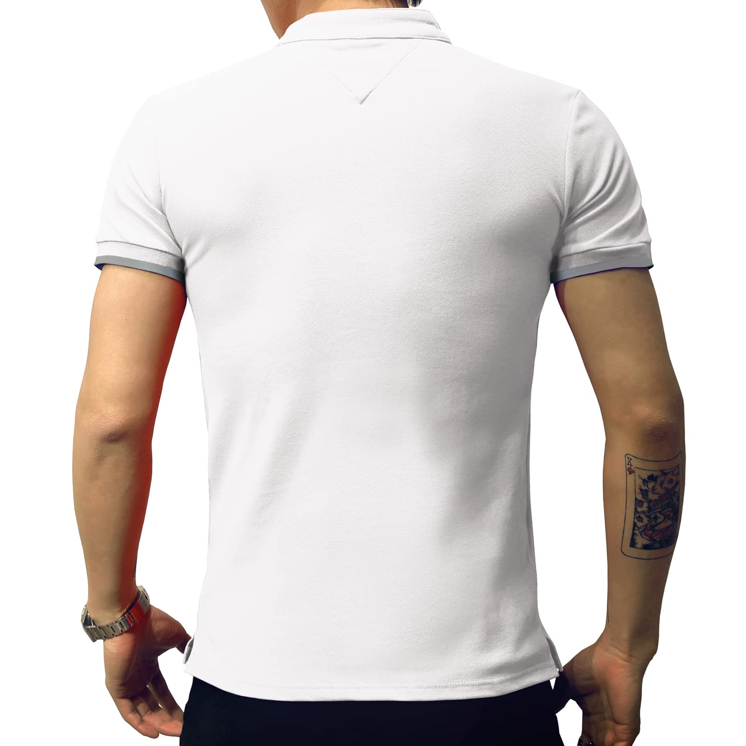 LOGEEYAR Mens Fashion Polo Henley Shirts Short/Long Sleeve Casual T-Shirts Slim Fit Cotton Polo Shirts for Men White