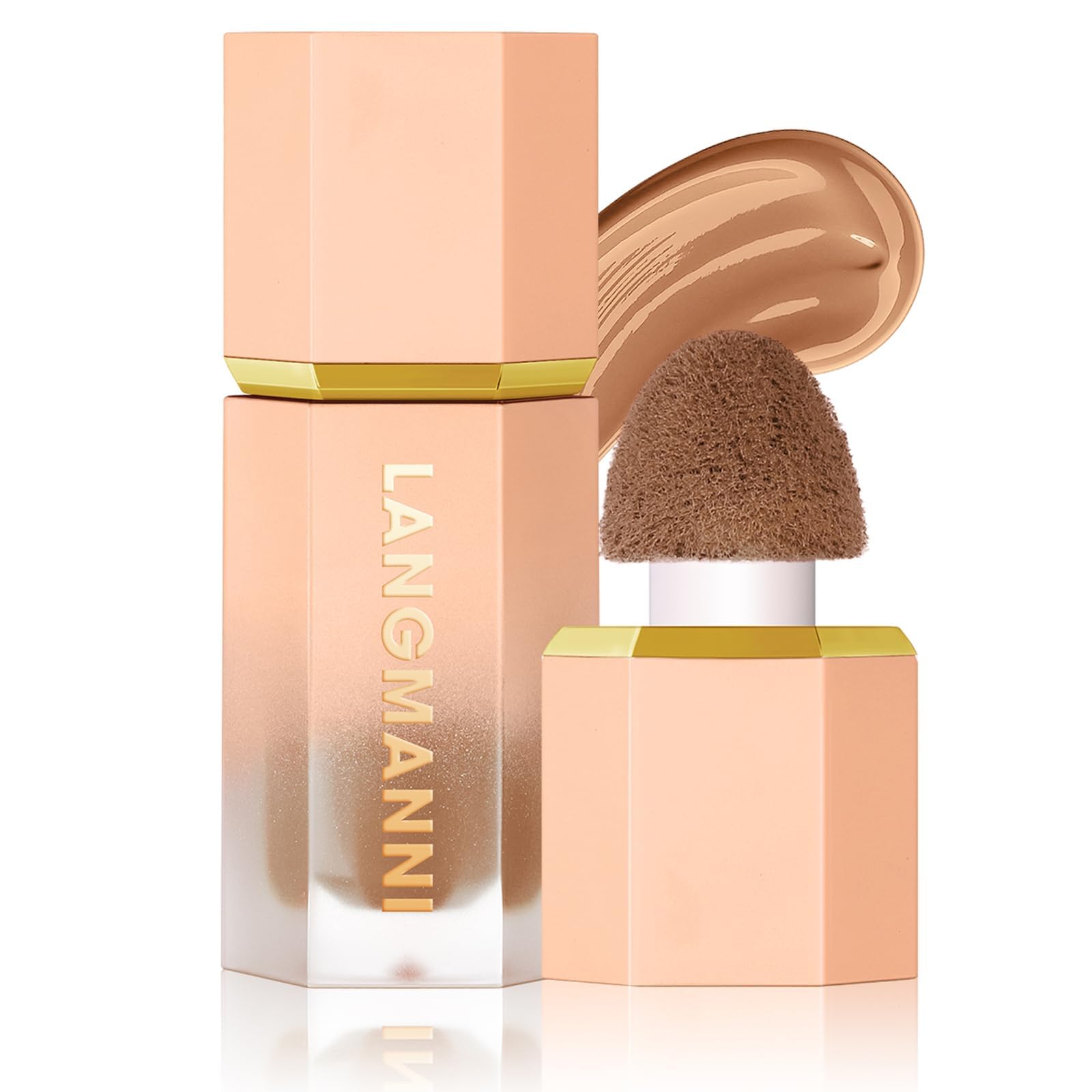 URQT Highly Pigmented Liquid Contour - Built-in Sponge Tip Sculpted Complexion Wand With Long Lasting Natural Buildable Highlighters and Bronzer (Contour+Blush+Highlighter)