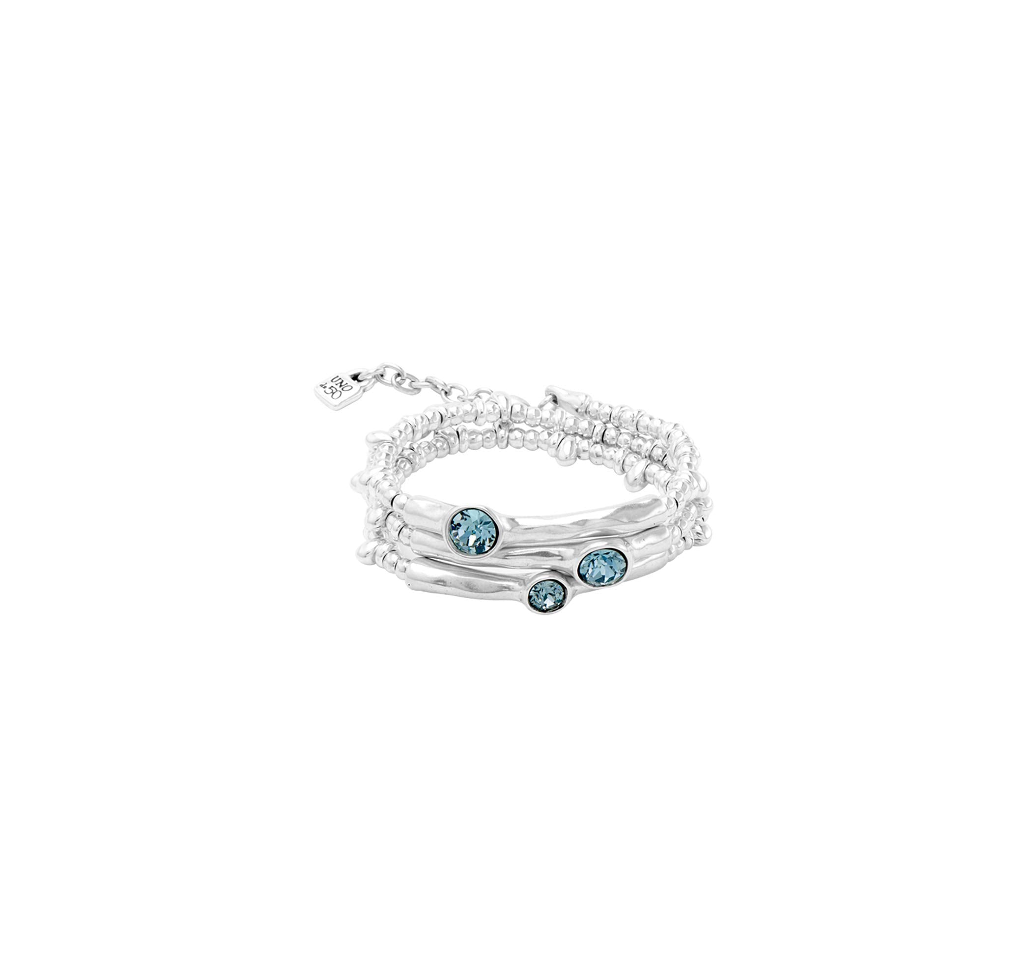 Uno de 50 TRIPLE BRACELET DELIRIUM, Sterling Silver-Plated with Crystal Elements