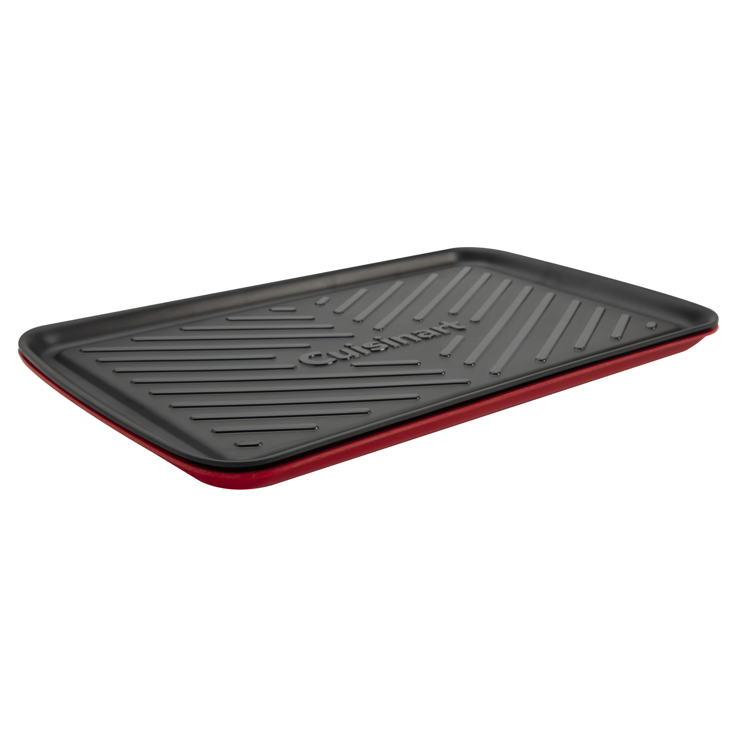 Cuisinart Grilling Prep & Serve Trays, 17x10.5 inch BBQ Tray Safe for Food Handling, 2 Dishwasher Safe Nesting Trays Black & Red, Perfect Grilling Accessories for Cooked & Raw Meat, Fits 6 Burgers