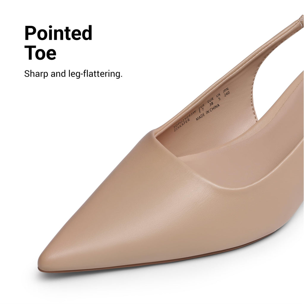 DREAM PAIRS Women's Kitten Heels Slingback Low Closed Toe Comfortable Pumps Pointed Toe Wedding Party Elegant Dress Shoes,Size 8,Nude,SDPU25093W