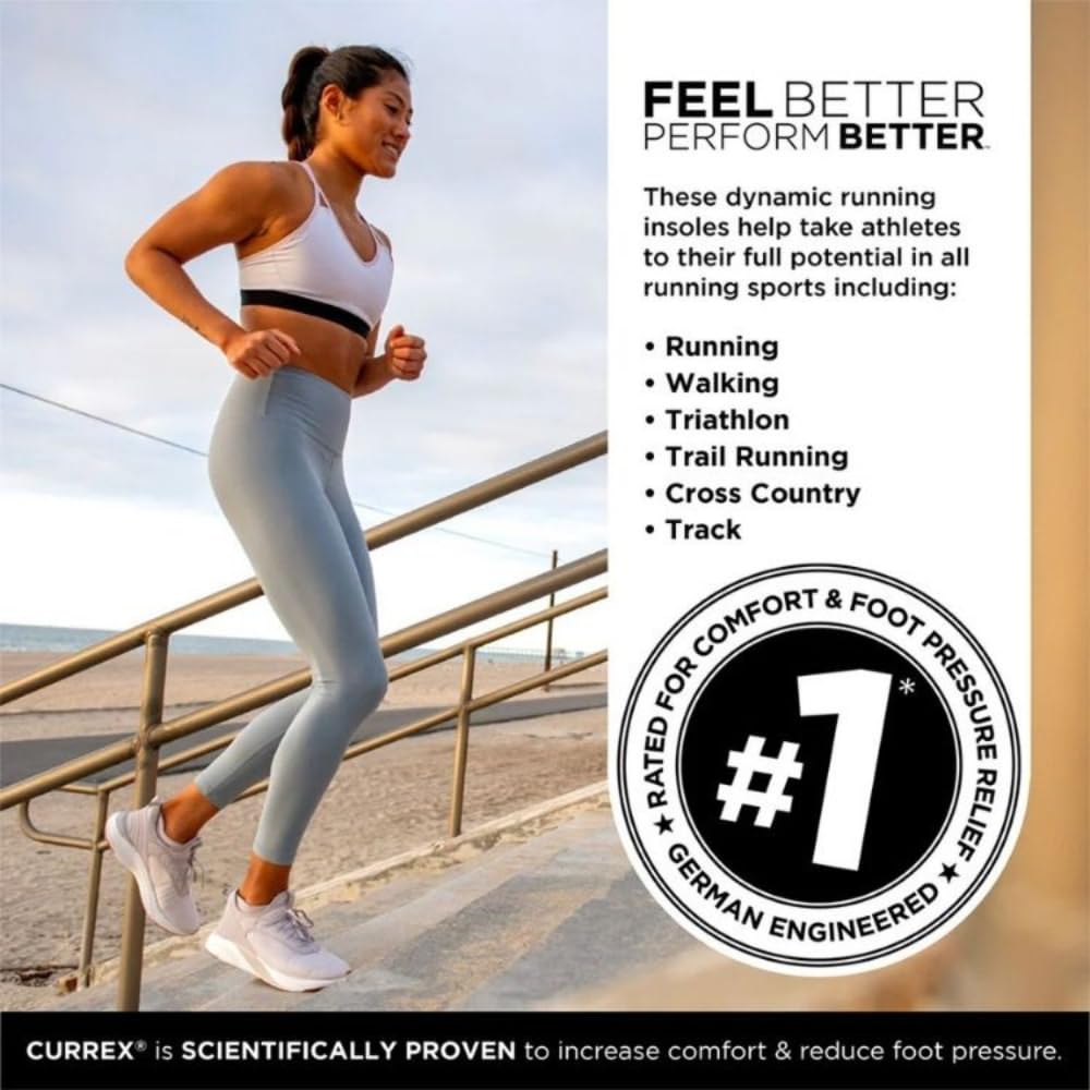 CURREX RunPro Insoles for Running Shoes, Arch Support Inserts to Help Reduce Fatigue, Prevent Injuries, Boost Performance for Men & Women (Medium Arch, Size Large)