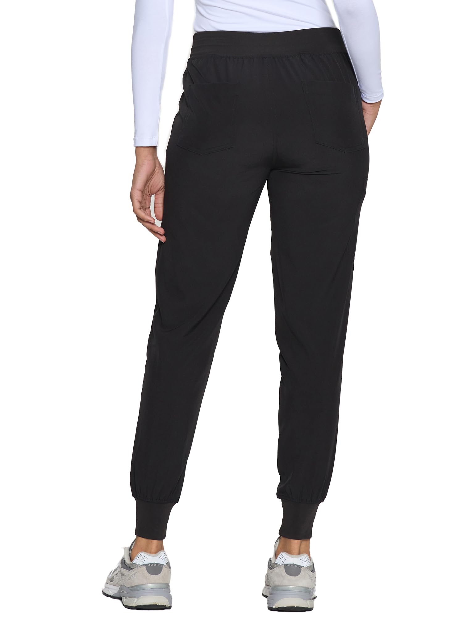 COZYFIT Womens Scrub Pants - Soft Stretch Yoga Style with 5 Pockets, Slim Fit Jogger Scrubs Pants for Women Black