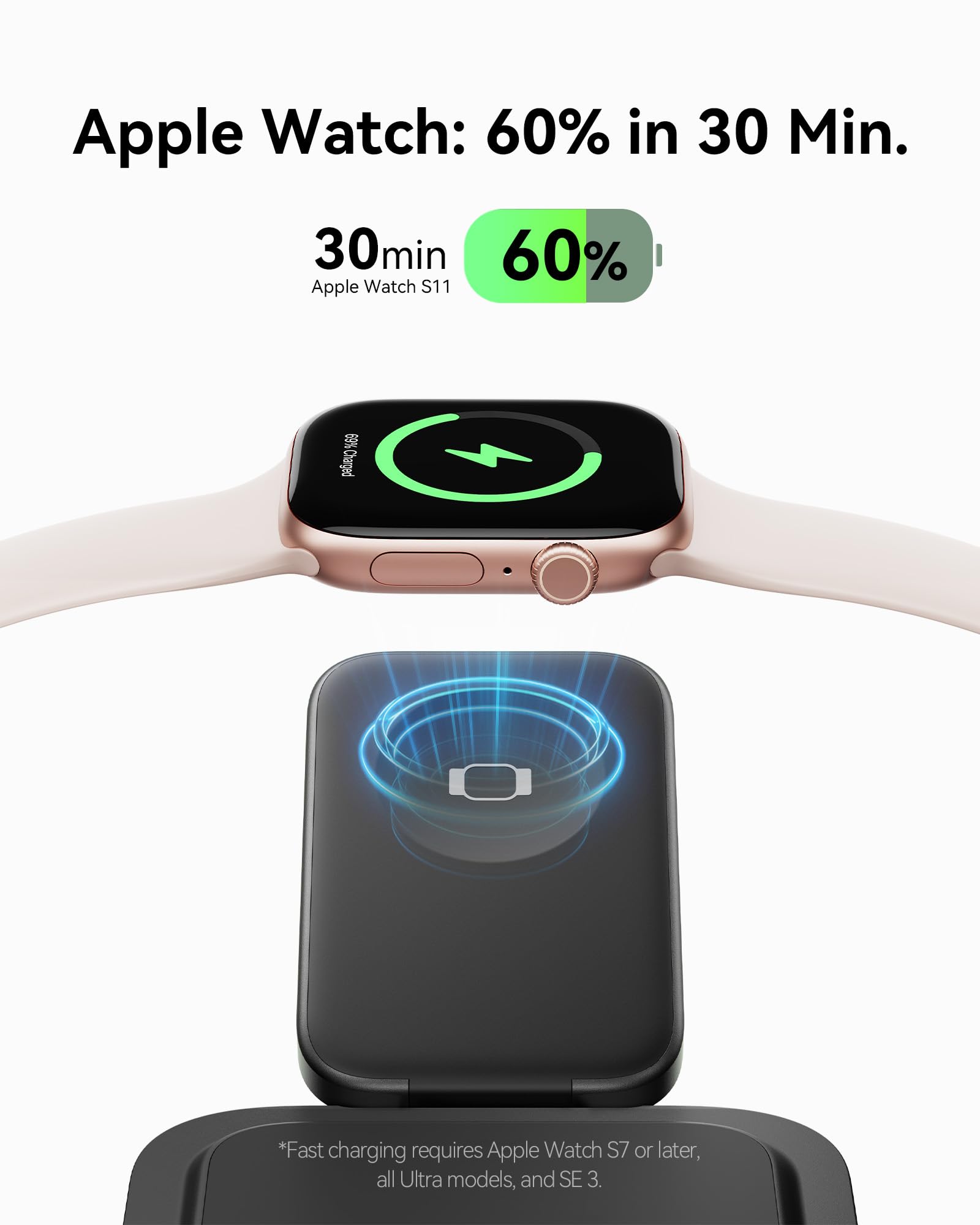INIU 3 in 1 Foldable Wireless Charging Station, Original Qi2 Certified 15W Fast Mag-Safe Charger Stand for iPhone 17 16 15 14 13 12, Apple Watch, AirPods, Ideal for Travel Office Desk Accessories