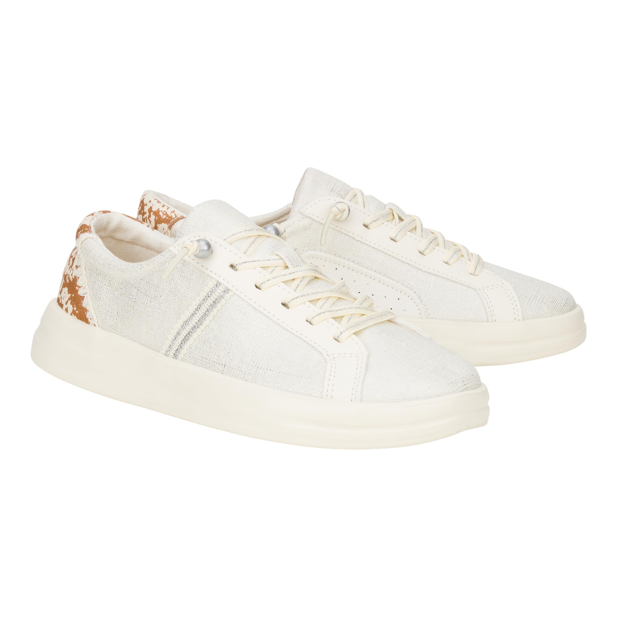 HEYDUDE Karina Metallic Animal Egret Size 5, Women's Shoes, Women's Casual Sneakers, Comfortable & Light-Weight