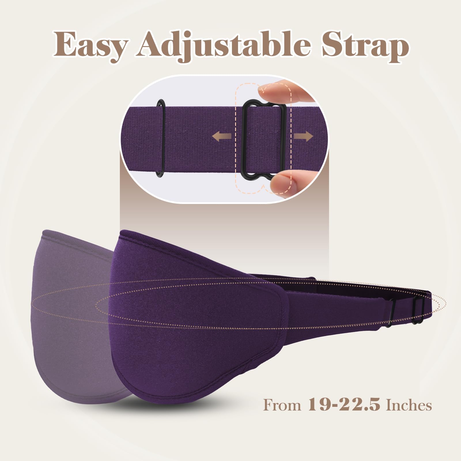 Fygrip 3D Eye Mask Sleep Mask for Men & Women, 100% Pressure-Free & Light Block-Out Eye Mask for Sleep with Easy Adjustable Strap, Night Eye Cover for Travel, Purple