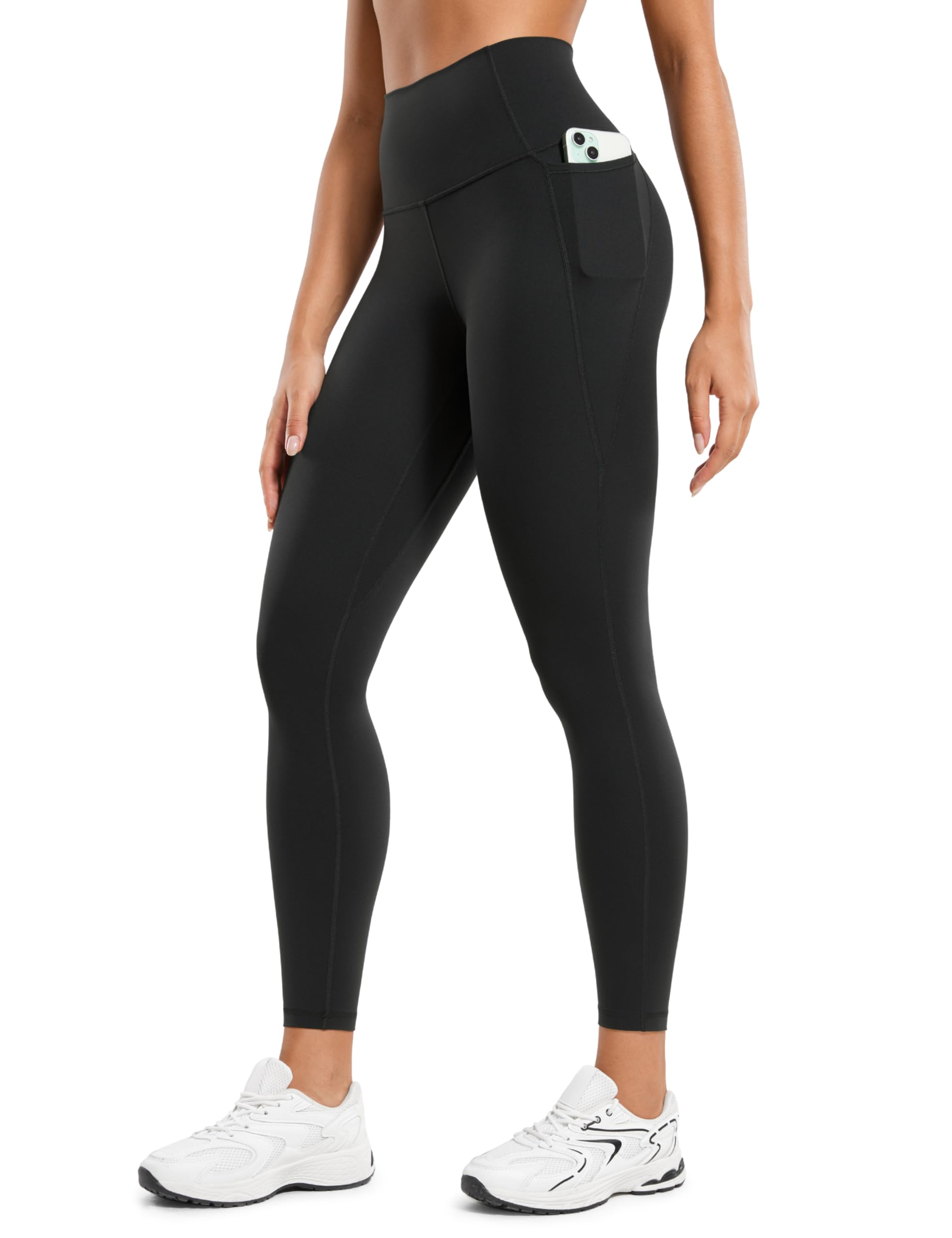 CRZ YOGA Butterluxe Workout Leggings Pockets 25'' - High Waisted Gym Womens Yoga Pants Buttery Soft Black X-Small