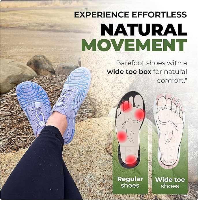 Hike Footwear Breathable Wide Toe Barefoot Shoes for Men & Women - Non-Slip Minimalist Athletic Footwear for Walking, Running, Hiking, and Daily Wear.