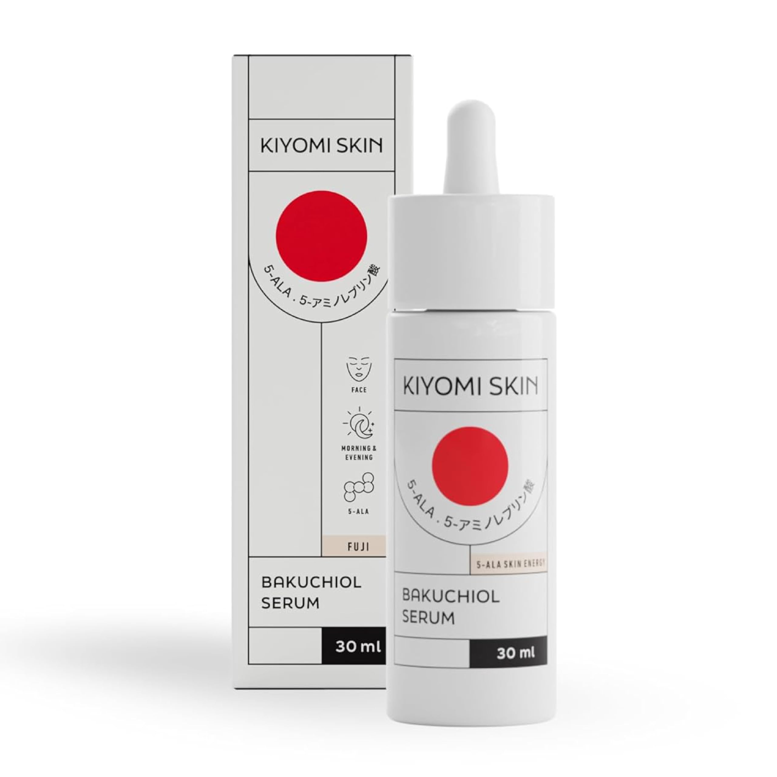 Kiyomi Skin Bakuchiol Face Serum - Gentle Retinol Alternative with 5-ALA, Niacinamide - Anti-Aging Formula for Fine Lines, Wrinkles, Even Skin Tone - Vegan Facial Serum for All Skin Types - 1 Fl Oz