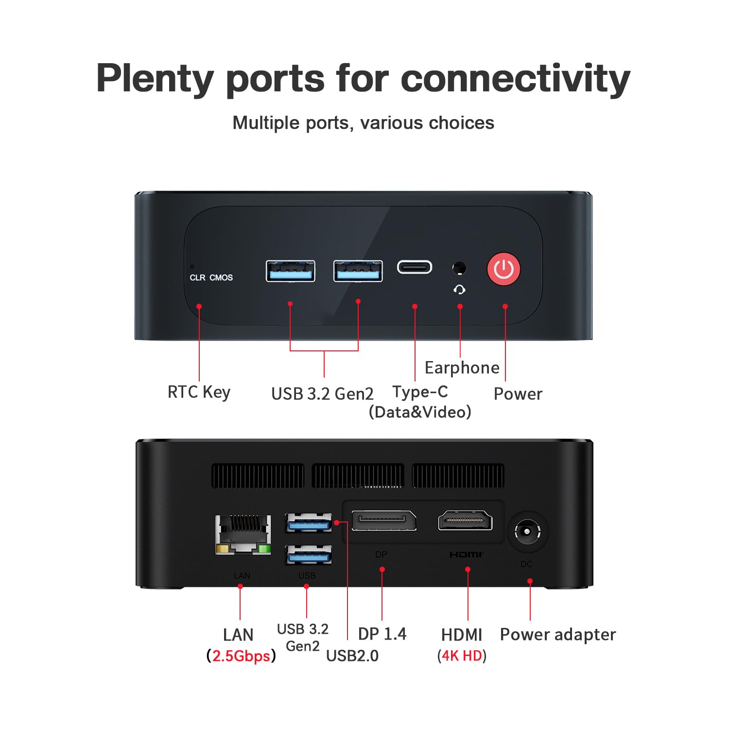 Beelink SER5 Mini PC with AMD Ryzen 5 5500U (6C/12T,up to 4.0 GHz) | 16GB DDR4 500GB SSD Mini Desktop Computer | Triple 4K Display HDMI DP Type-C | 2.5G LAN WiFi 6 BT5.4 | Auto Power On